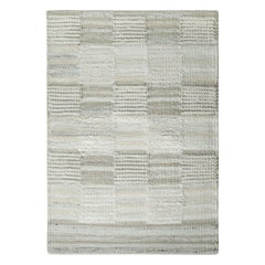 Rug & Kilim’s Scandinavian Rug Sample, White and Gray with Geometric Patterns
