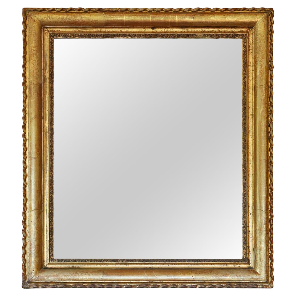 Large Antique 19th Century Gilt Overmantle Wall Mirror Ornate Gold Frame Vintage