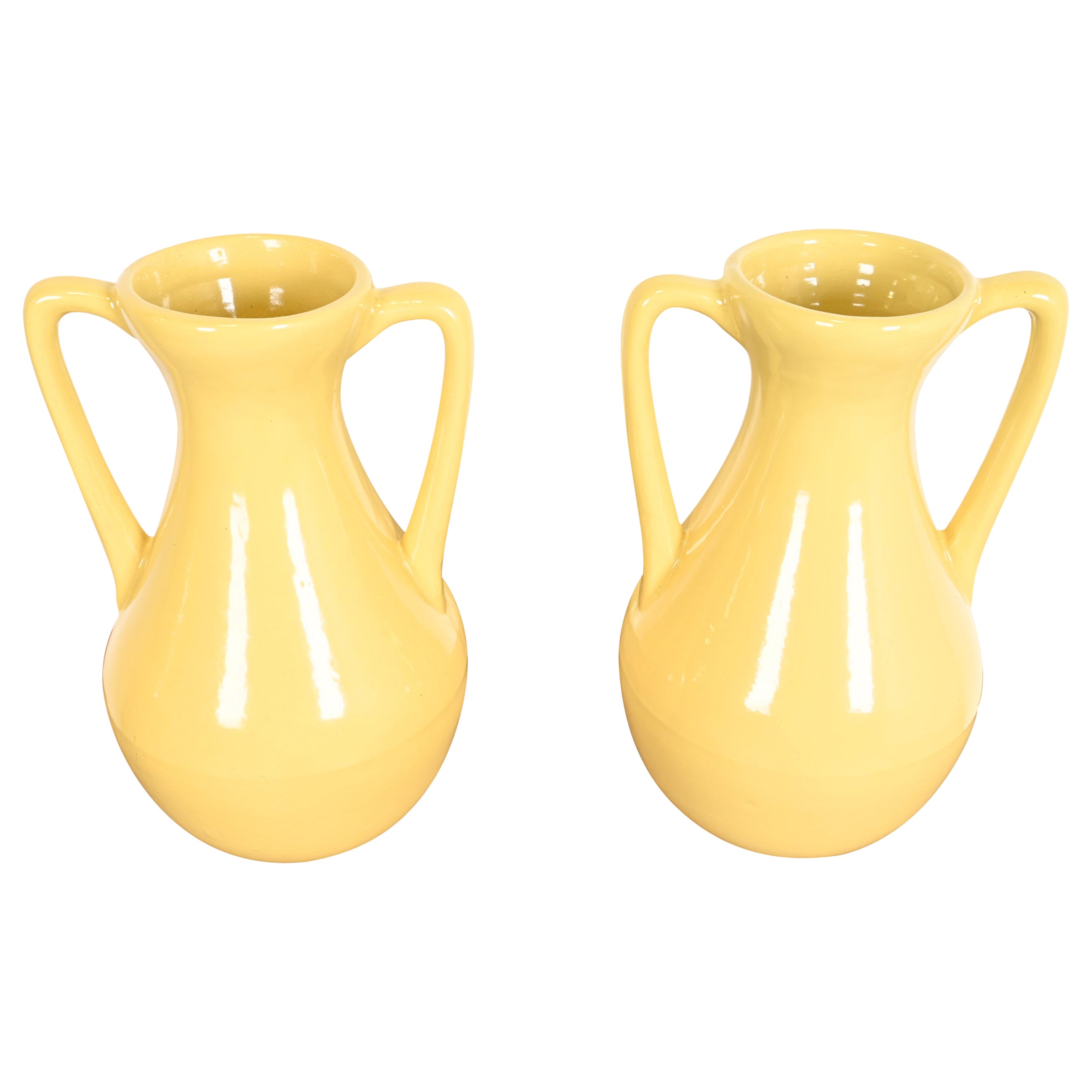 Roseville Pottery Arts & Crafts Large Yellow Glazed Handled Art Pottery Jugs
