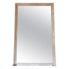 Very Large 19th Century Antique Overmantle Wall Mirror – Worn Painted Frame
