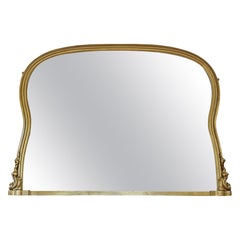 Antique Gilt Overmantle Wall Mirror – Very Large 19th Century Gold Frame Vintage