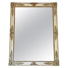 Very Large 19th Century Antique Overmantle Wall Mirror – Painted Frame Vintage