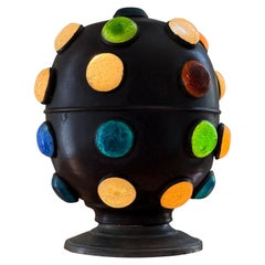 Bronze and chunk glass orb lamp