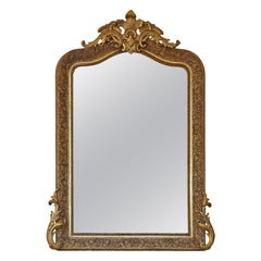 Large 19th Century Antique Gilt Overmantle Wall Mirror – Gold Vintage Statement