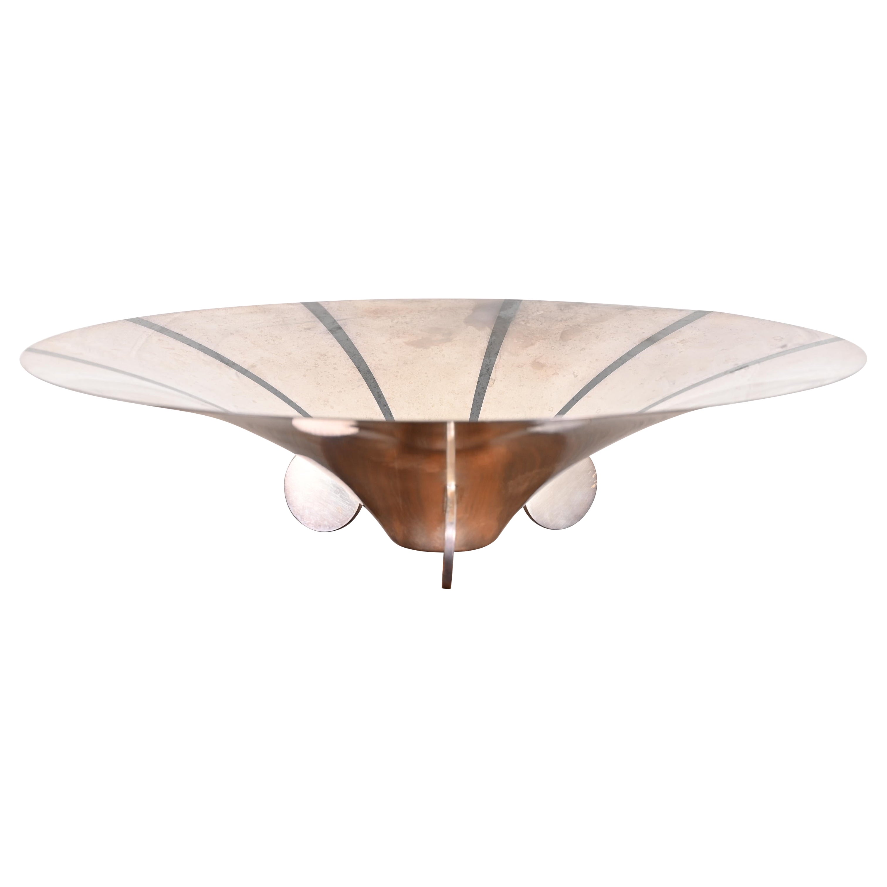Bol de centre de table ou coupe à fruits antique Art Déco sur pied en métal argenté par WMF Ikora