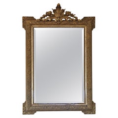 Large 19th Century Antique Gilt Overmantle Wall Mirror – Gold Vintage Statement