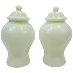 Pair of 20th Century Peking Glass Jars with Lids