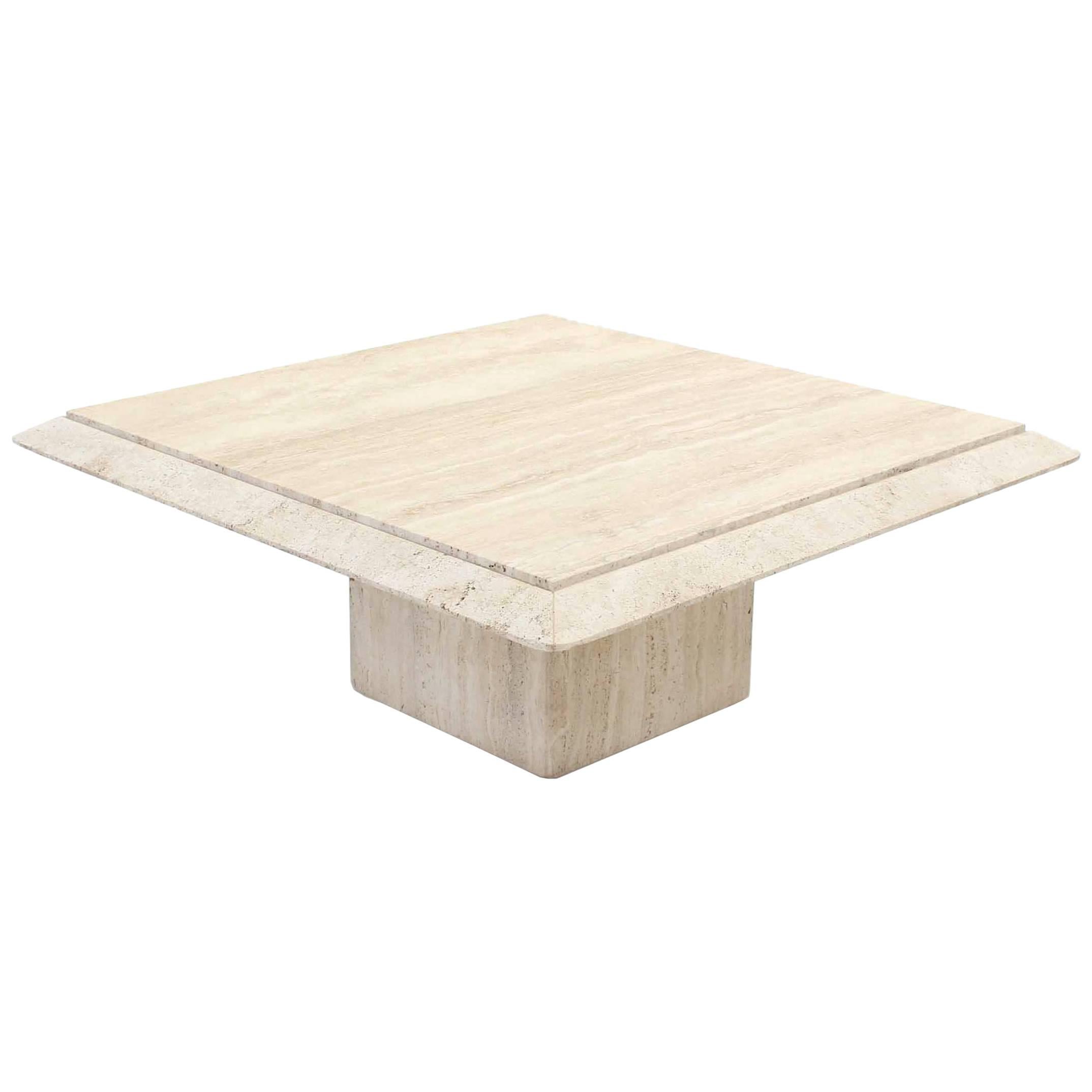 Square Travertine Base & Top Coffee Table