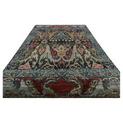 Rug & Kilim's Teppich im persischen Stil in Schwarz und Blau, polychromatische Blumenmuster
