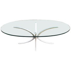 Oval coffee table from the 1960s that can be attributed to Michel Mangematin