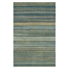 Rug & Kilim's Strukturteppich mit Streifen und Striae in Teal und Light Blue Tönen