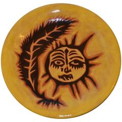 Glazed Pottery Plate with Sun by Jean Lurçat, France, circa 1920s-1930s
