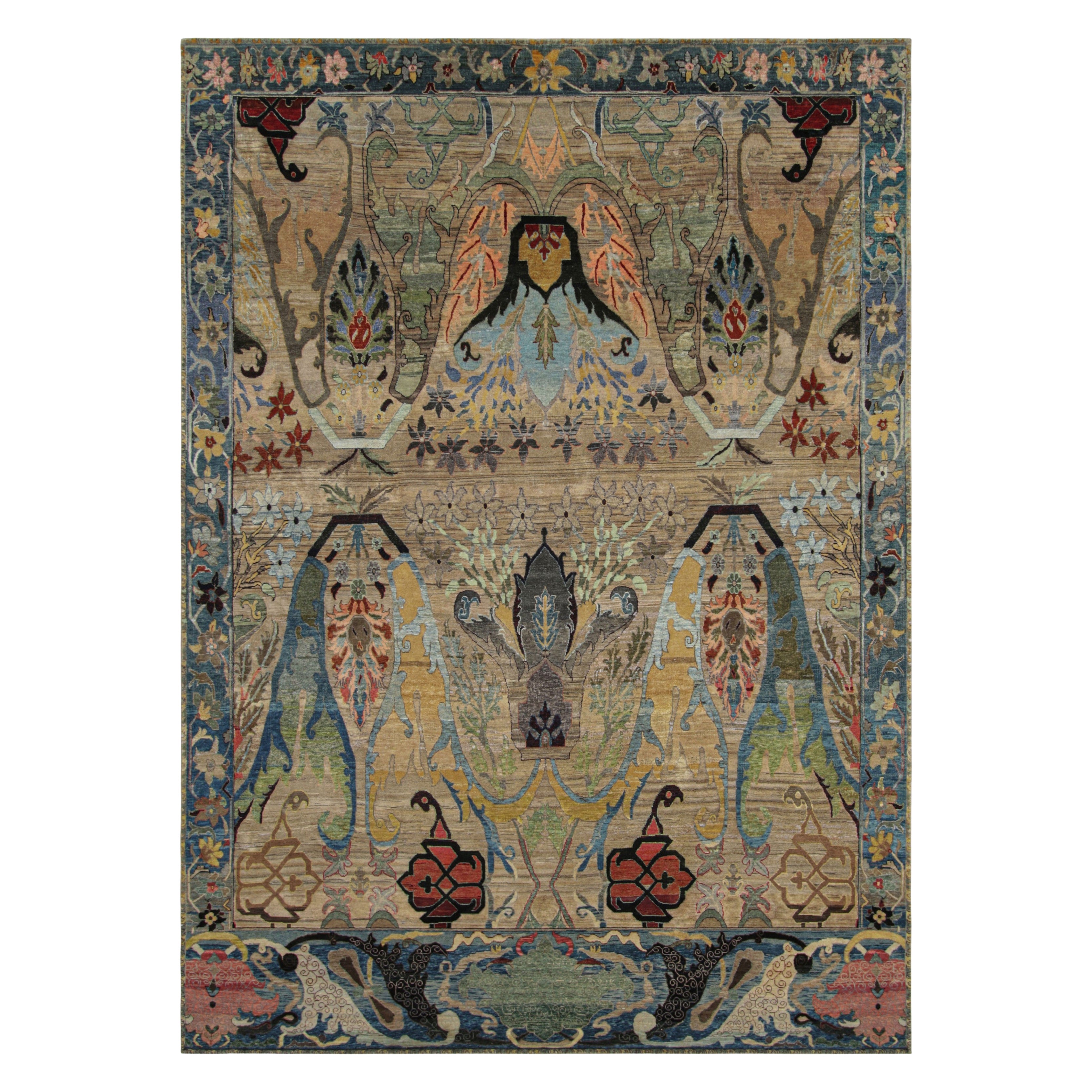 Rug & Kilim’s Persian Style Rug in Beige with Polychromatic Floral Patterns
