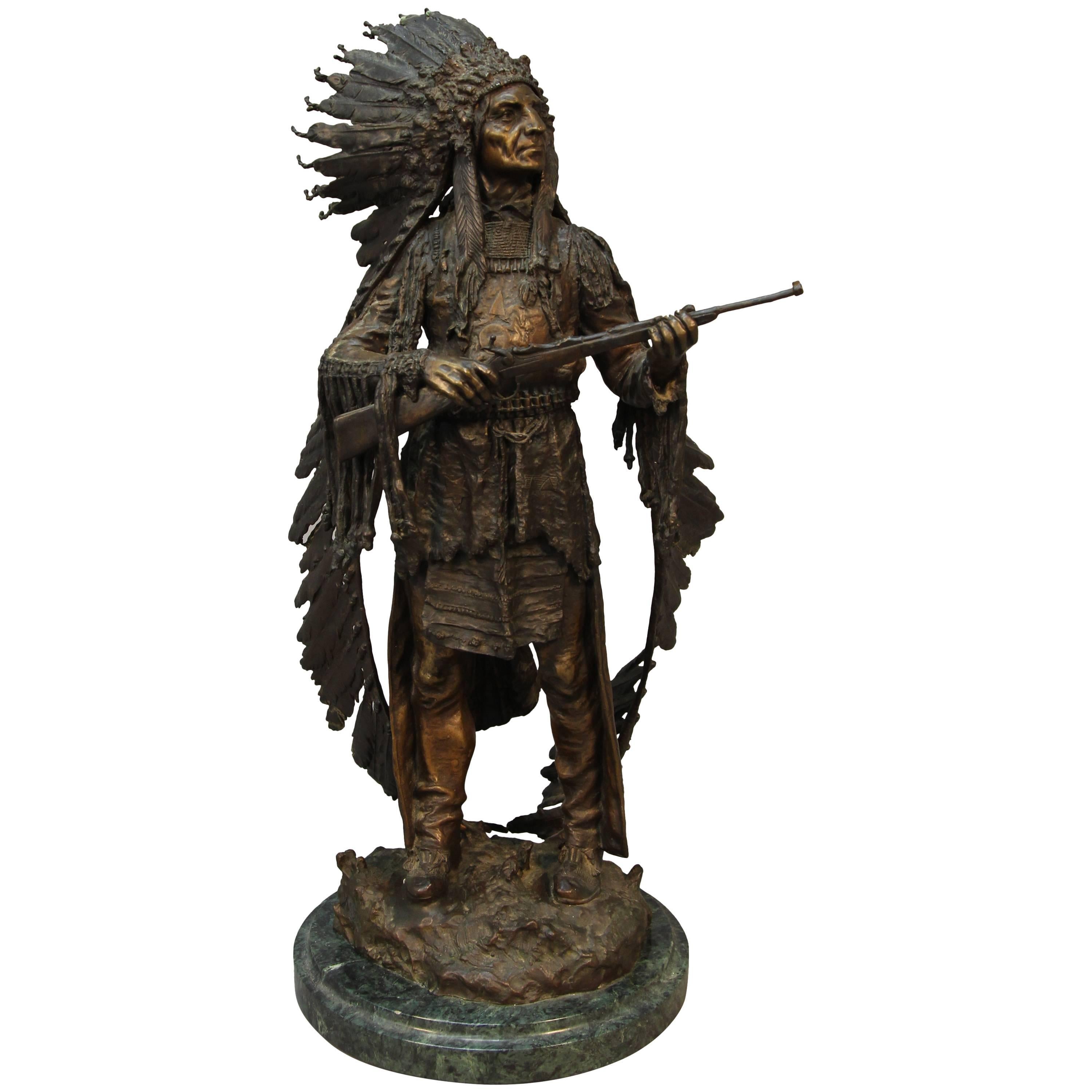 Indian Statue by Carl Kauba For Sale