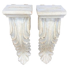 Pair of Architectural Hand-Painted Wall Shelves Brackets