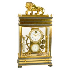 1900 French Industrial Ferris Wheel Falling Ball Powered Gilt Regulator Clock