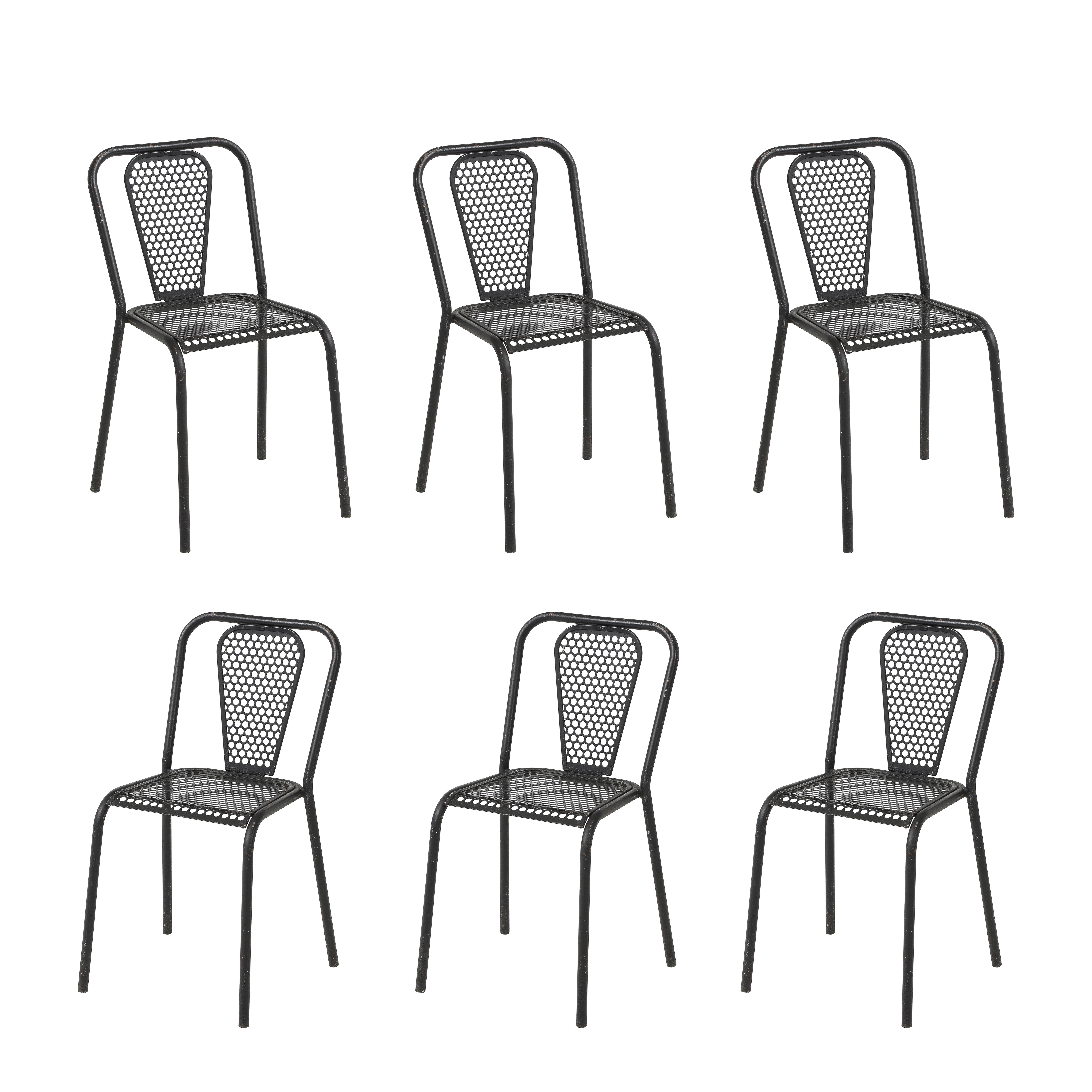 Set of 6 Rene Malaval Metal Dining Chairs