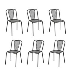 Lote de 6 sillas de comedor de metal Rene Malaval