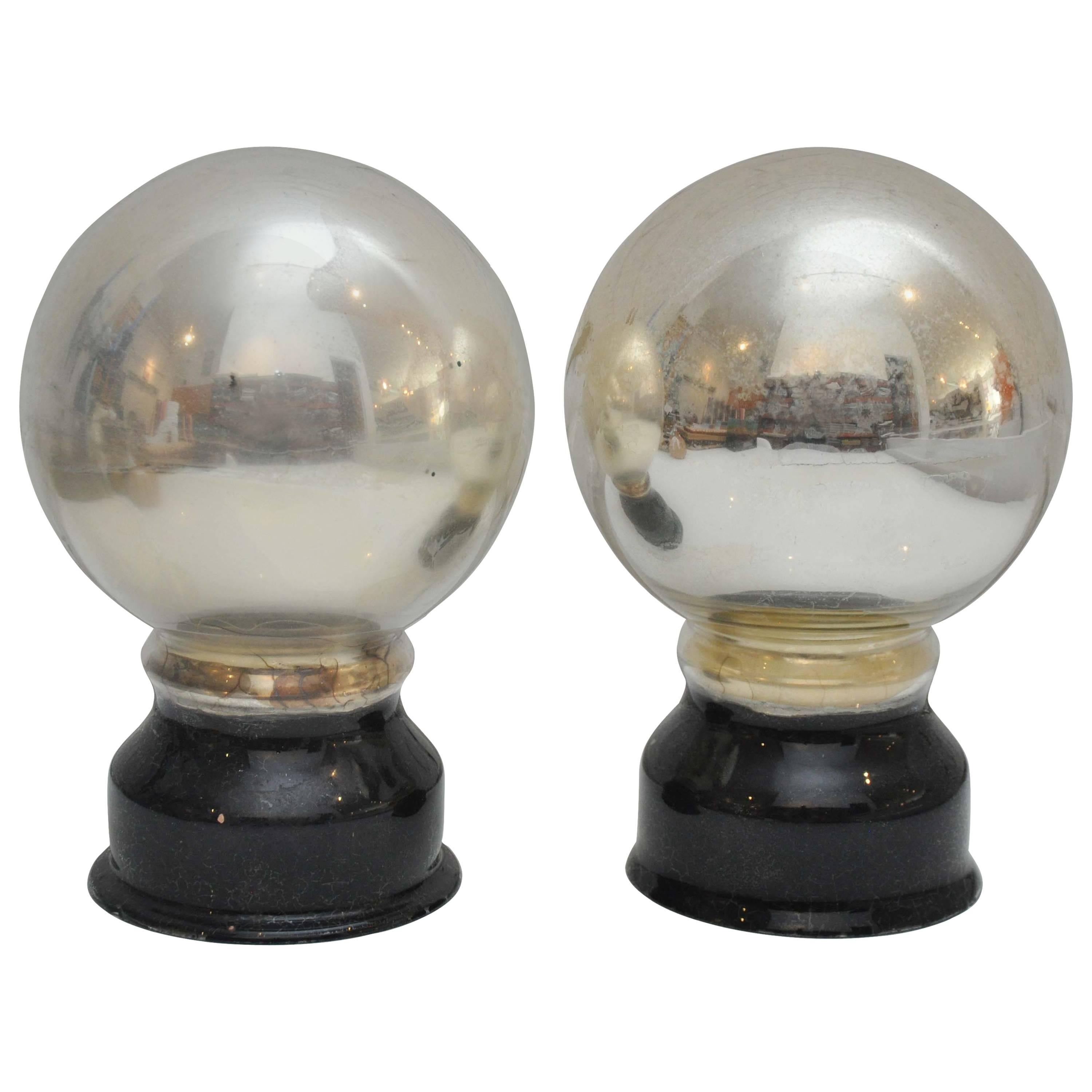 Antique Mercury Glass Butler's Balls