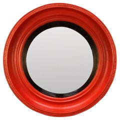 Antique Red Lacquered Thomas Fentham Convex Mirror