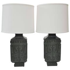 james mont lamps 20th Century Pair of Bronze Lamps in the Style of James Mont