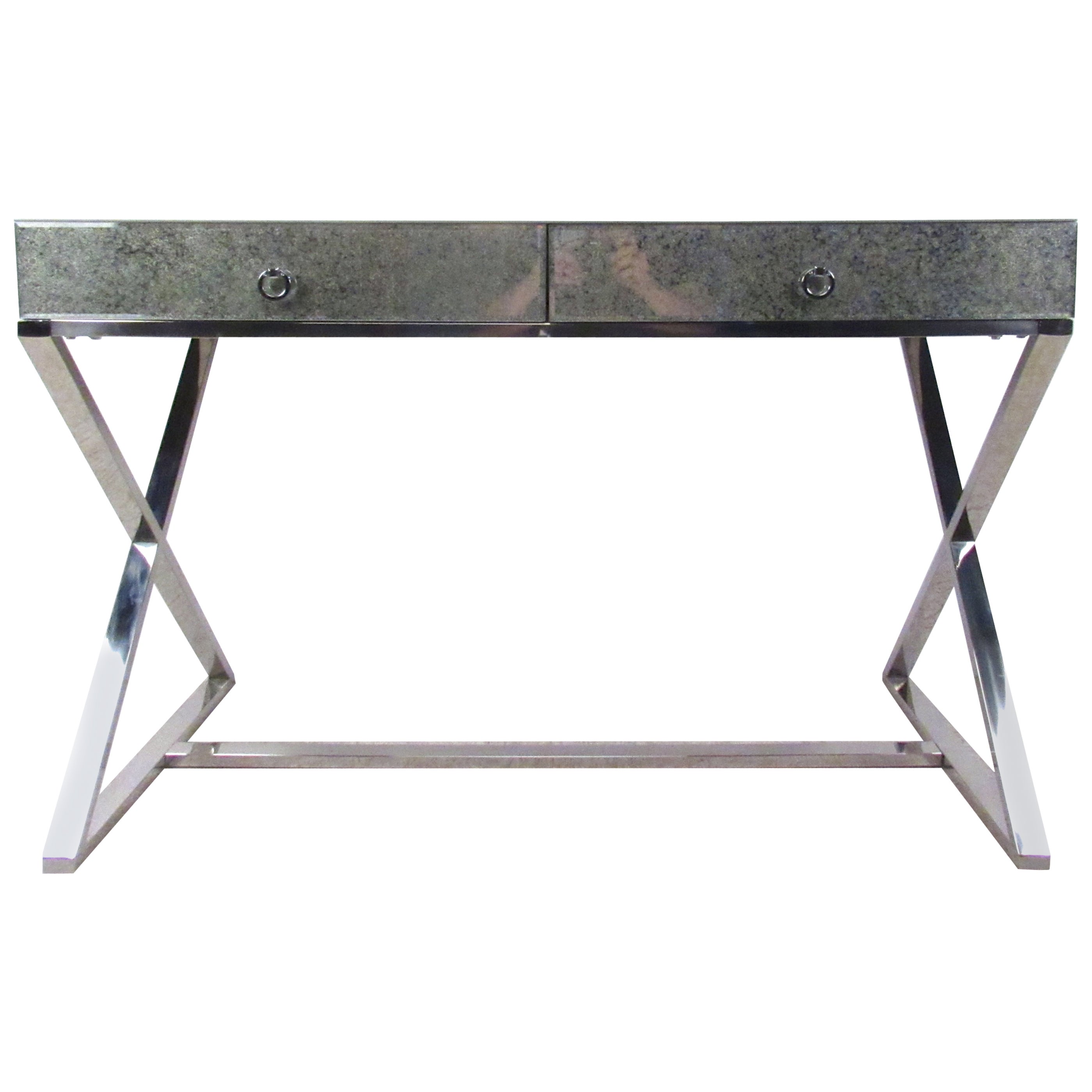 Mid Century Style Glass Top Writing Desk