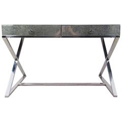 Mid-Century Style Glass Top Writing Desk 11