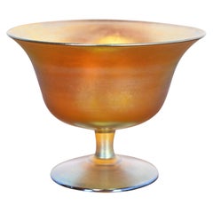 Bol ou compote sur pied Louis Comfort Tiffany Favrile Iridescent Art Glass
