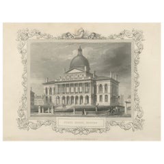 Boston State House Engraving – Antique View from c. 1850