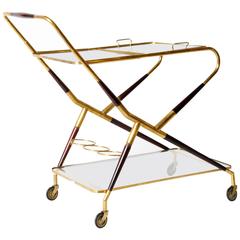 Vintage Glass and Brass Bar Cart