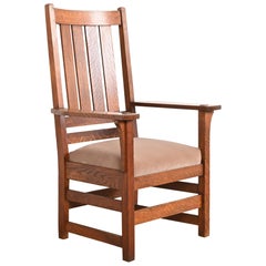 L. & J. G. Stickley Antique Mission Oak Arts & Crafts Armchair or Club Chair