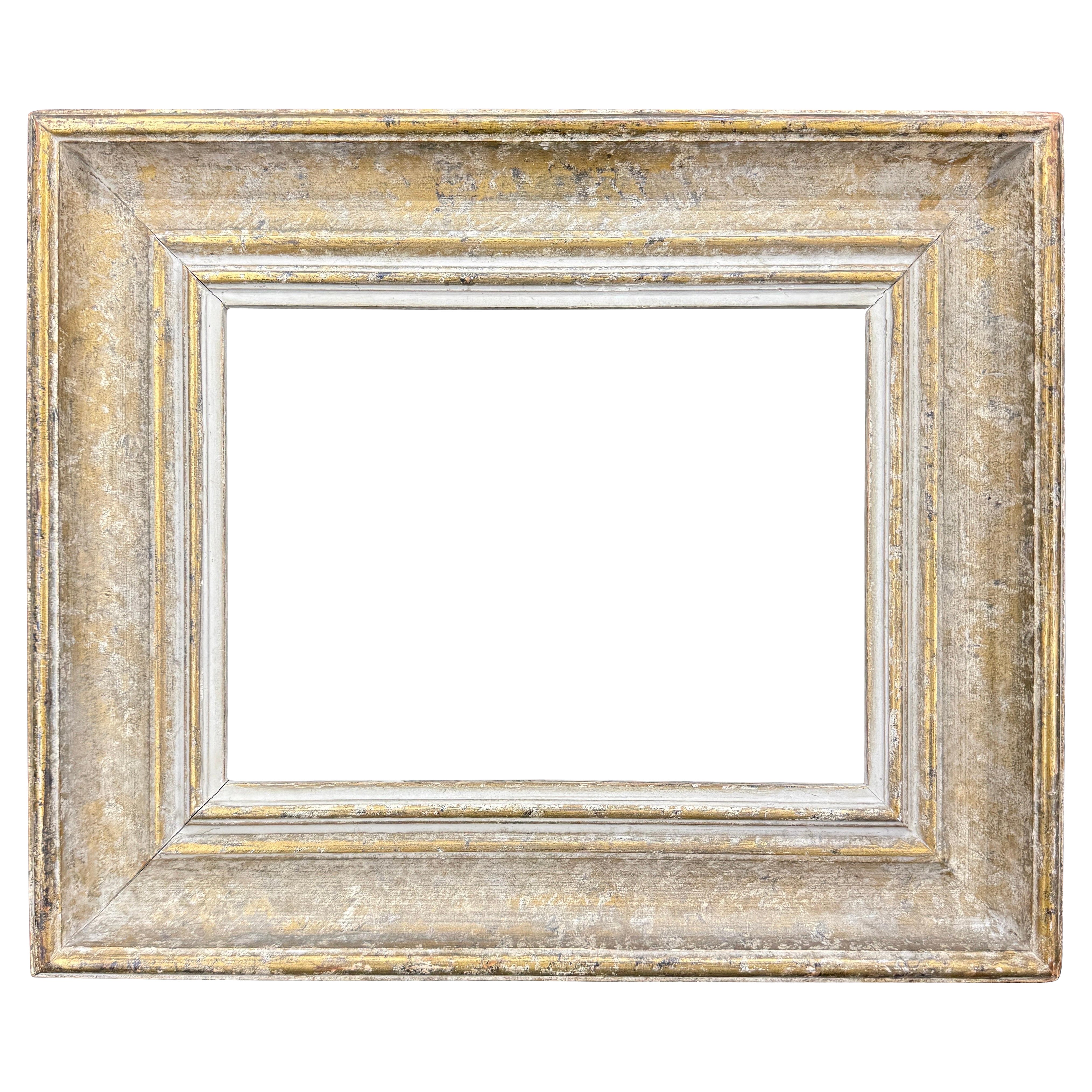 Vintage European Rectangular Wood Painted Gilt Art Frame