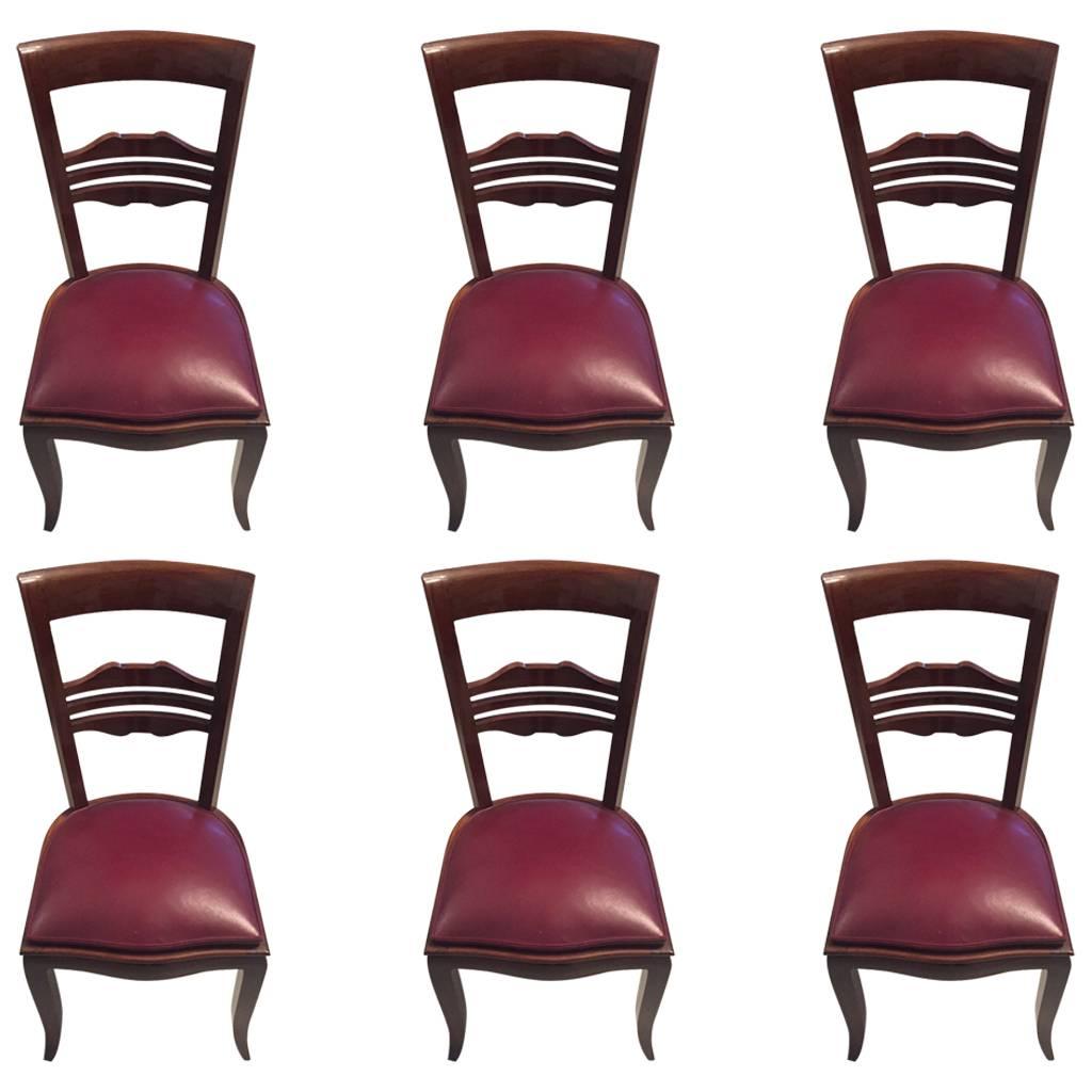 French Art Deco Dining Chairs Set of Six