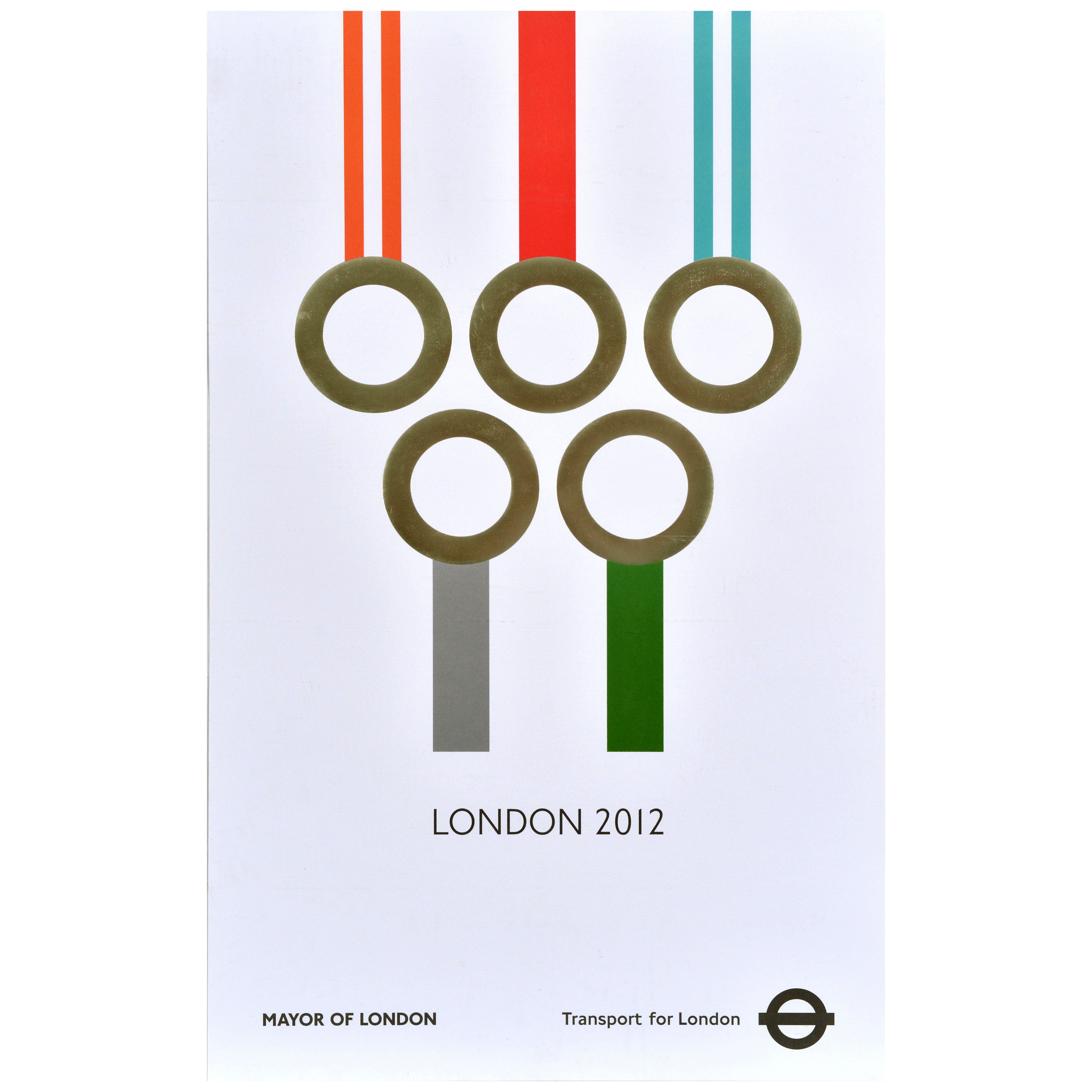 Poster originale dei trasporti di Londra Giochi Olimpici 2012 Linee della metropolitana TFL in argento