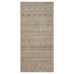 Rug & Kilim’s Contemporary Runner Rug in Cream and Mauve with Floral Patterns