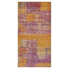 Rug & Kilim’s Modern Abstract Rug in Ochre Gold and Violet Tones