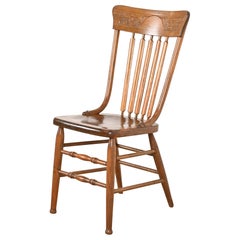 Antique American Carved Oak Spindle Back Dining Chair or Side Chair, Circa 1900