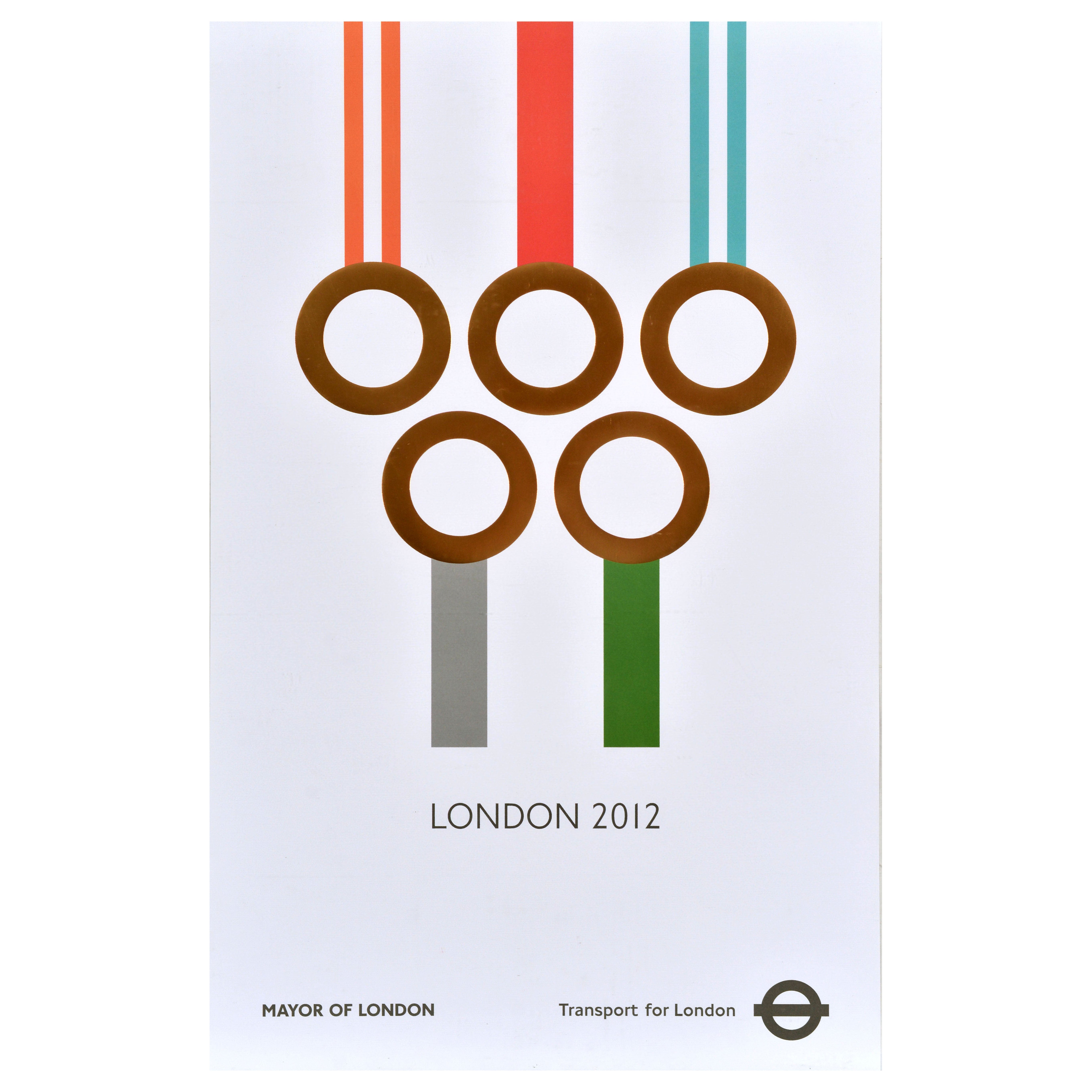 Poster originale dei trasporti di Londra Giochi olimpici 2012 Linee della metropolitana TFL oro