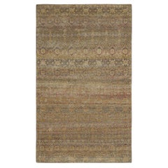 Rug & Kilim’s Contemporary Rug, Gray with Gold and Pink Geometric Patterns