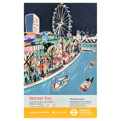 Original London Transport Poster Winter Fun South Bank Embankment TFL Anna Hymas