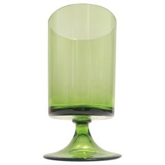 Set of Nine Green Hand-Blown Glass Drinking Glasses, Empoli, Italy