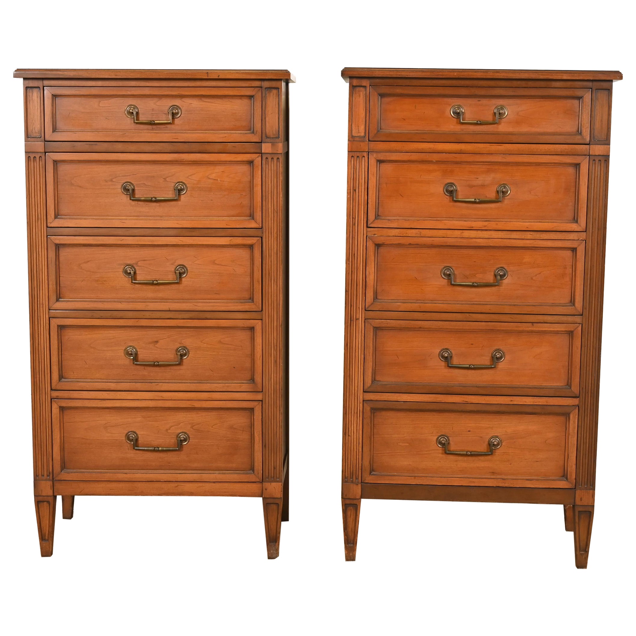 Cassapanche per lingerie in legno di ciliegio Luigi XVI della National Mt. Airy, coppia