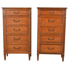 French Regency Louis XVI Cherry Wood Lingerie Chests by National Mt. Airy, Pair
