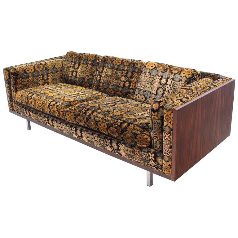 Mid Century Modern Chrome and Rosewood Sofa at 1stDibs