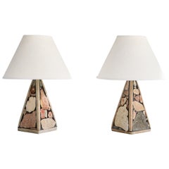 Swedish Designer, Table Lamps, Stone, Sweden, 1980s