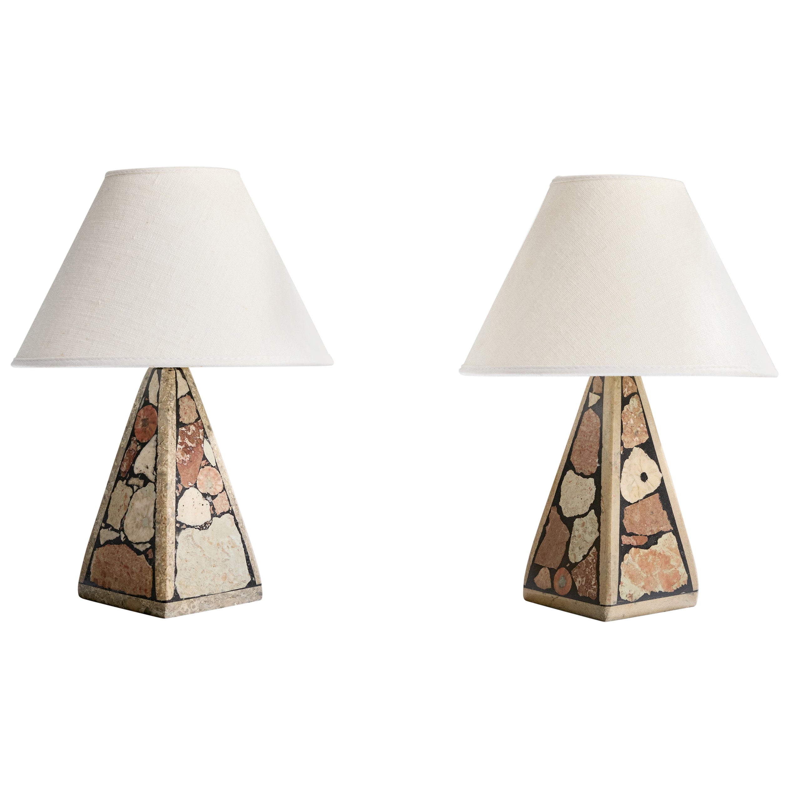 Swedish Designer, Table Lamps, Stone, Sweden, 1980s