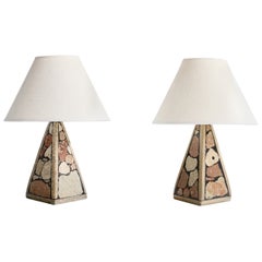 Swedish Designer, Table Lamps, Stone, Sweden, 1980s