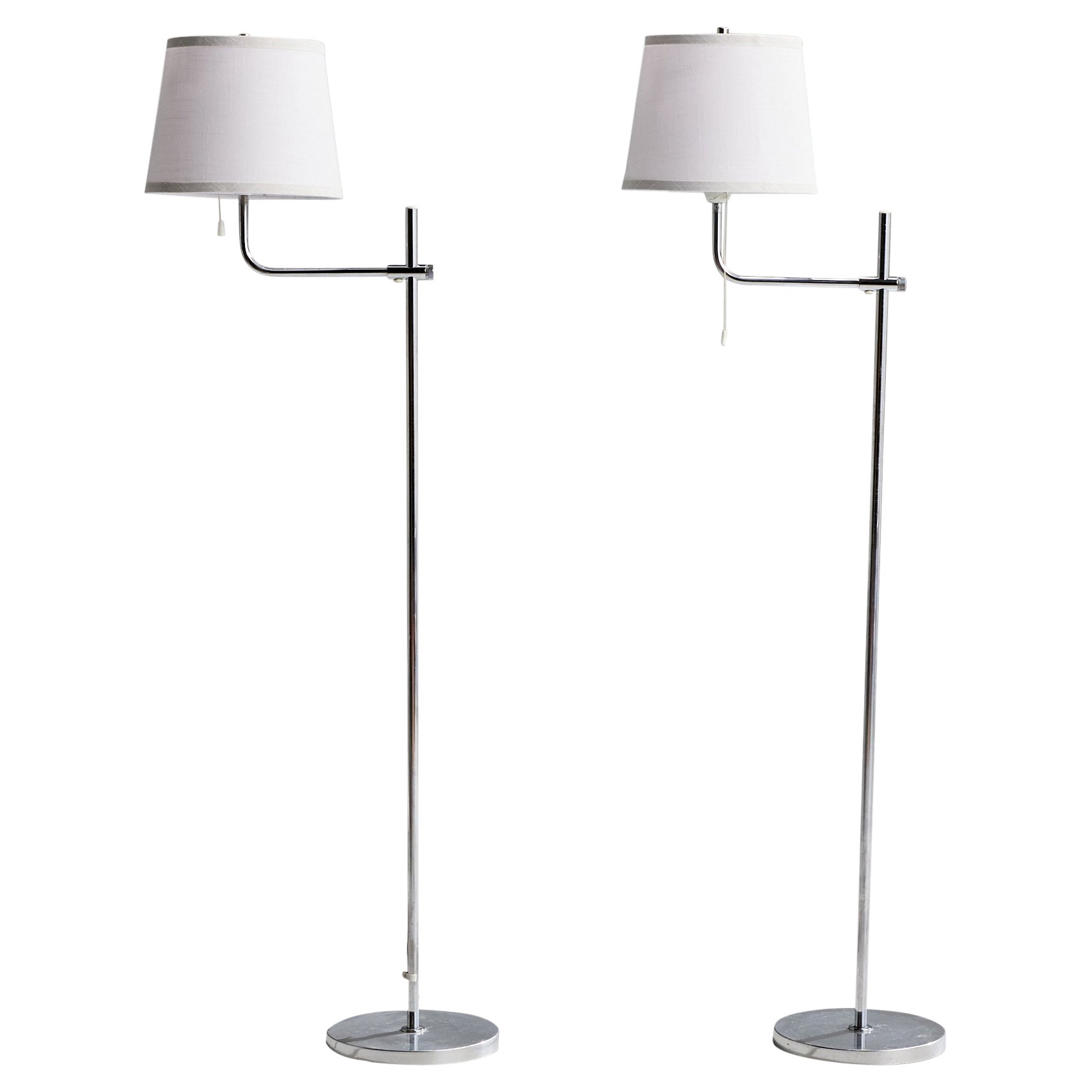Bergboms, Floor Lamps, Metal, Fabric, Sweden, 1970s