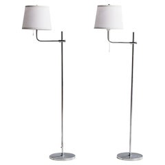 Bergboms, Floor Lamps, Metal, Fabric, Sweden, 1970s
