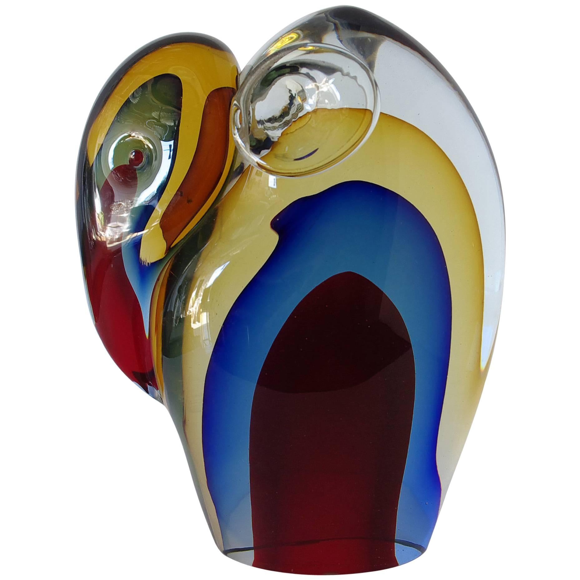 Murano Elephant Sculpture Sommerso Glass by Romano Dona